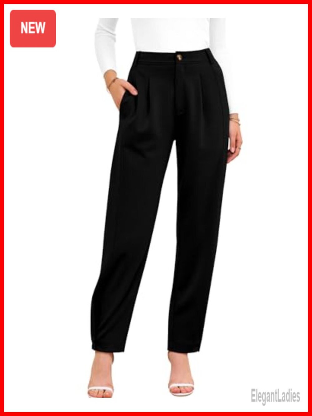 Women's Tapered Trousers Pleated High Rise Dress Pants